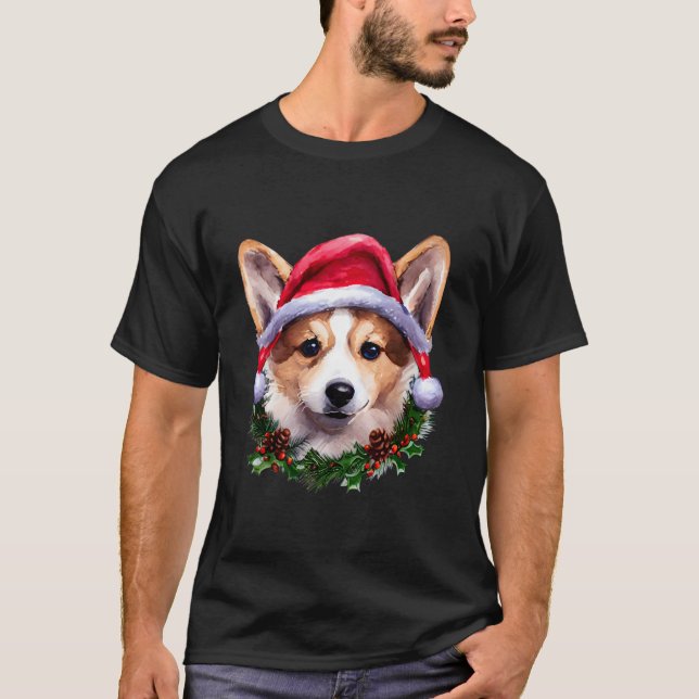 Camiseta Funny Corgi Dog lover Xmas Hat natal 2022 (Frente)