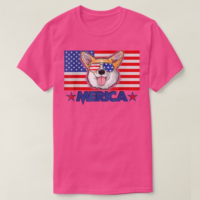 Camiseta Funny Corgi Dog Merica 4 de julho Independência Da (Frente do Design)
