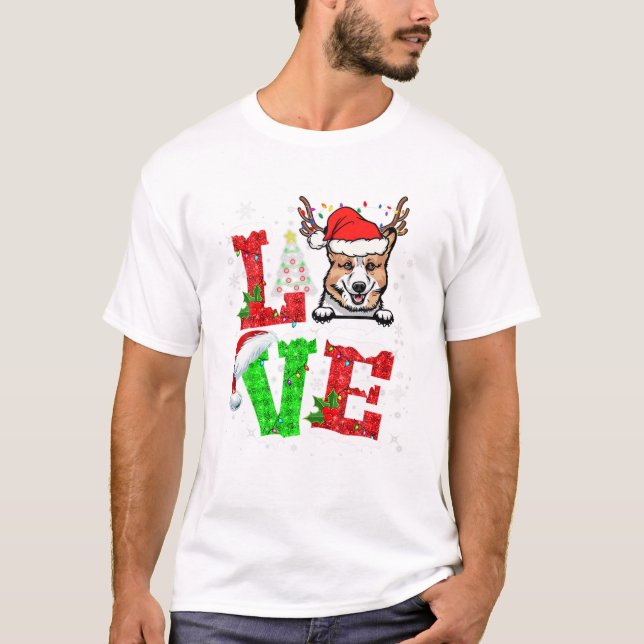 Camiseta Funny Corgi Dog Tree Christmas (Frente)