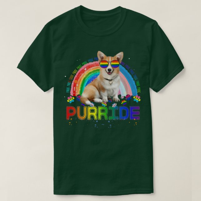 Camiseta Funny Corgi Gay Priderainbow Sunglass Lgbtq706 (Frente do Design)