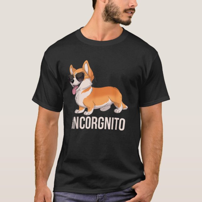 Camiseta Funny Corgi Incorgnito Cute Incognito Corgi com S (Frente)
