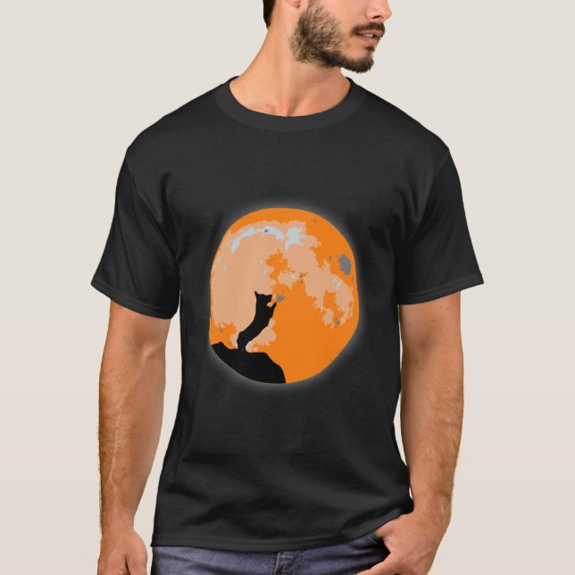 Camiseta Funny Corgi Moon Funny Halloween Dog (Frente)