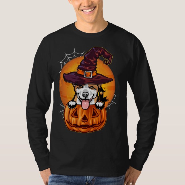 Camiseta Funny Corgi Pumpkin Halloween (Frente)