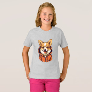 Camiseta Funny Corgi Vestindo Hoodie