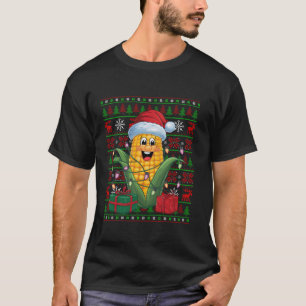 Camiseta Funny Corn Xmas Luzes Feias de Santa Hat, Natal