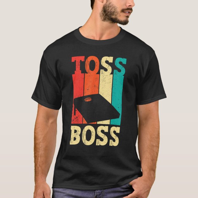 Camiseta Funny Cornhole Corn Hole Retro Toss Boss (Frente)
