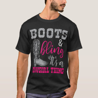 Camiseta Funny Cowgirl Boots Bling Women Gift Cute Love Cou