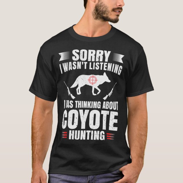 Camiseta Funny Coyote Hunting Lover Fan Hunter Hobby Gun (Frente)