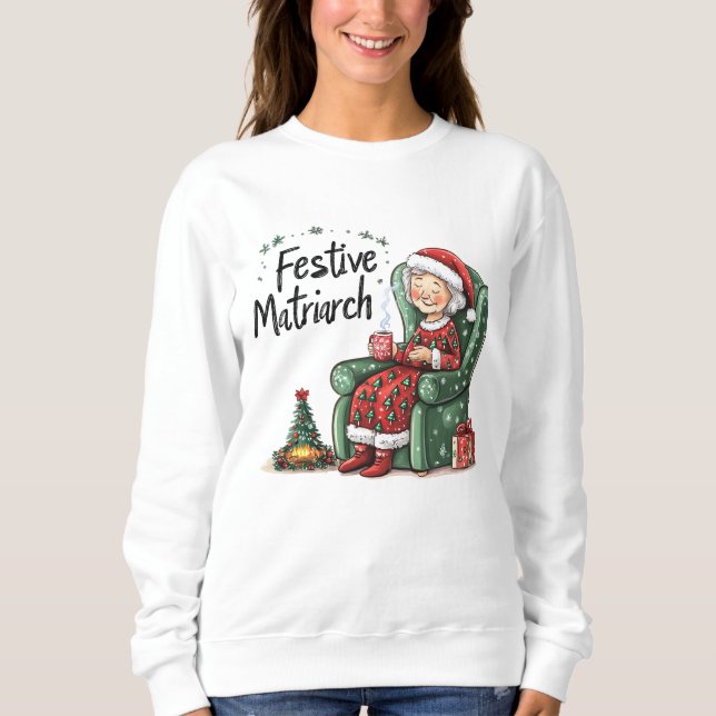 Camiseta Funny Cozy Matriarch Christmas (Frente)