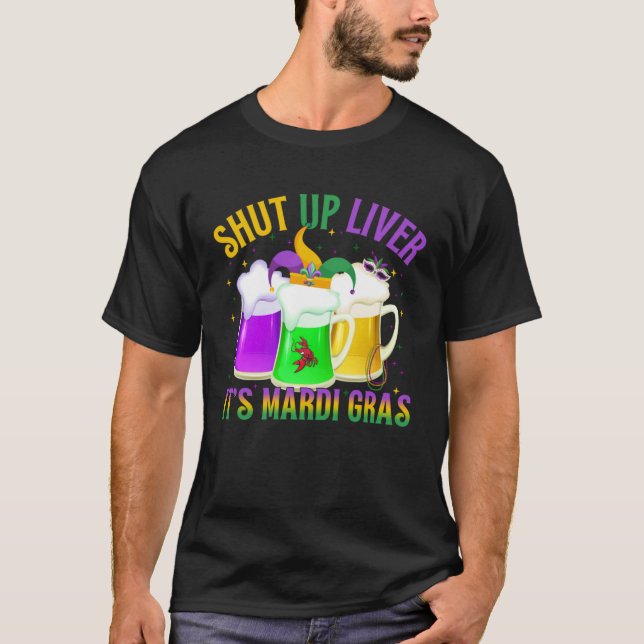 Camiseta Funny Crawfish Boil Mardi Gras Beer Drinking Shut  (Frente)