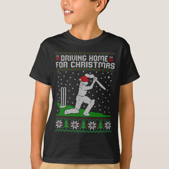 Camiseta Funny Cricket Player Driving Home For Christmas Sw (Frente)