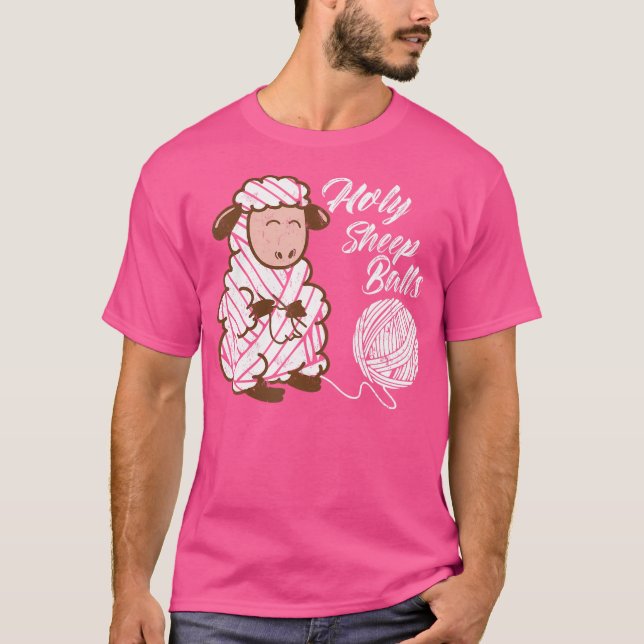 Camiseta Funny Crochet Lover Holy Sheep Balls (Frente)