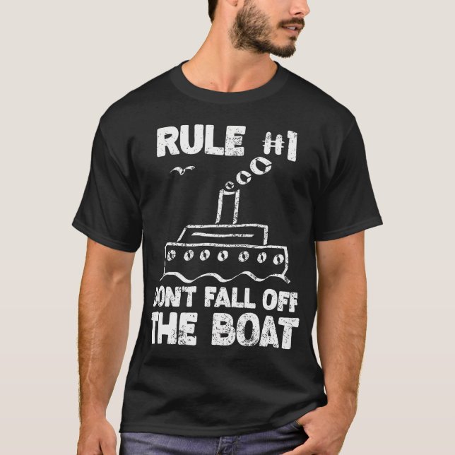 Camiseta Funny Cruise Design Rule No. 1 Don'T Fall Off The  (Frente)