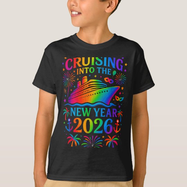 Camiseta Funny Cruising Into 2026 New Year Ship Vacation Fa (Frente)