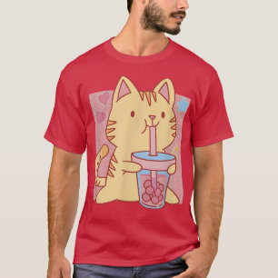 CAMISETA FUNNY CUTE BOBA TEA CAT KAWAII NEKO ANIME GARLS TE