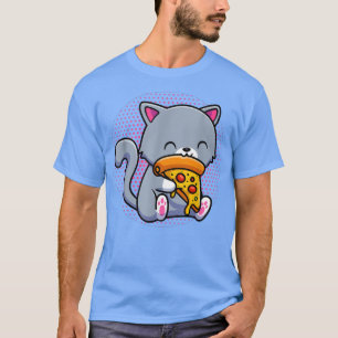 Camiseta Funny Cute Cats eats pizza Kawaii Anime Japanese T