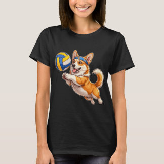 Camiseta Funny Cute Corgi Volleyball Player Kawaii Puppy