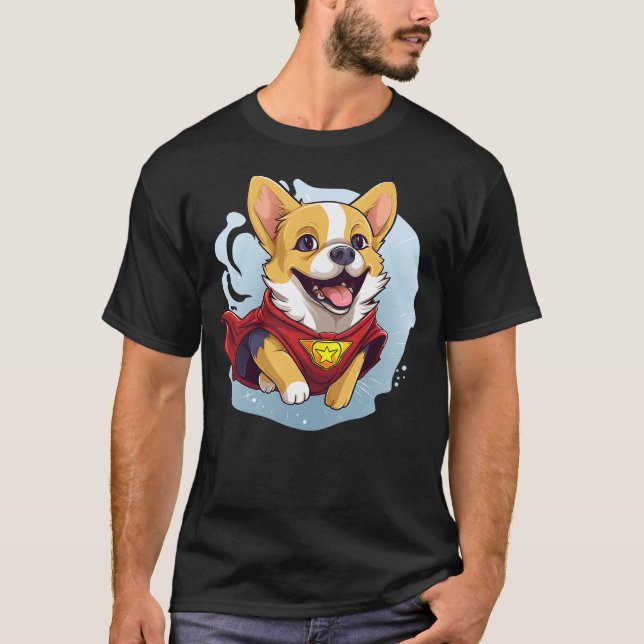 Camiseta Funny Cute Dog Kawaii Superhero Super Corgi Hero C (Frente)