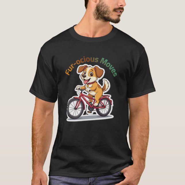 Camiseta **Funny Cycling Dog – Cute Dog Riding a Bicycle Il (Frente)
