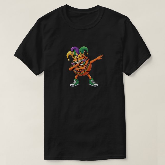 Camiseta Funny Dabbing Basketball Ball Mardi Gras Jester  (Frente do Design)