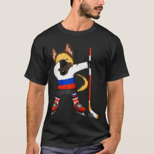 Camiseta Funny Dabbing German shepherd Rússia Fa de Hóque