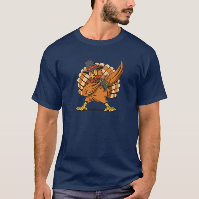 Camiseta Funny Dabbing Turkey Holding A Joystick Thanksgivi (Frente)
