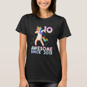 Camiseta Funny Dabbing Unicorn 10º aniversário dá 10 anos