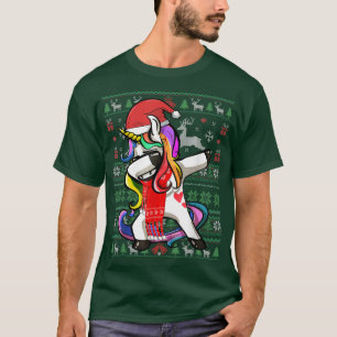 Camiseta Funny Dabbing Unicorn Ugly Christmas Sweater Party