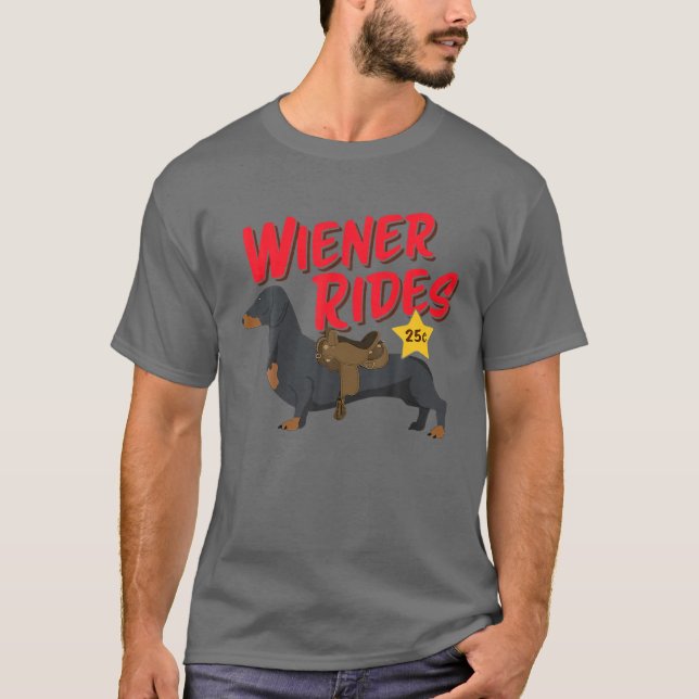 Camiseta Funny Dachshund Wiener Rides Dog Lover (Frente)