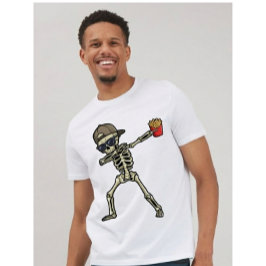 Camiseta Funny Dad Shirt Skeleton Eating Fries