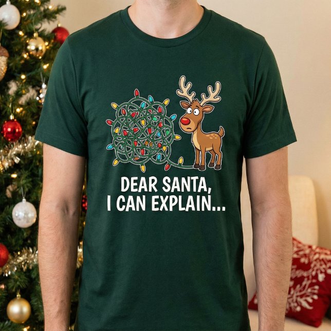 Camiseta Funny Dear Santa I Can Explain Reindeer Christmas  (Criador carregado)