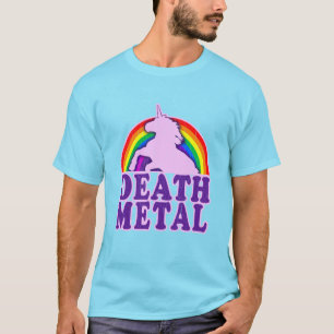 Camiseta Funny Death Metal Unicorn Rainbow (visual vintage)