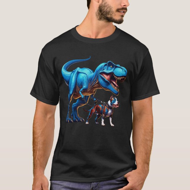 Camiseta Funny Dinosaur American Staffordshire Terrier (Frente)