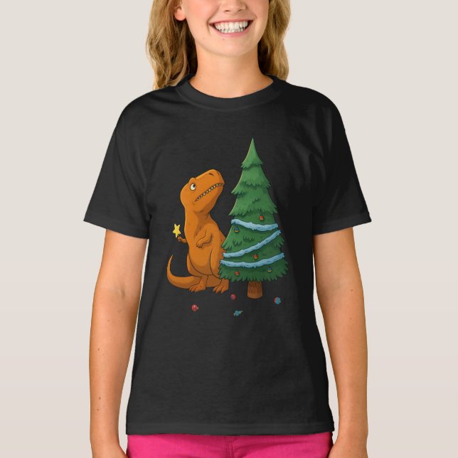 Camiseta Funny Dinosaur Christmas – Cute T-Rex Holiday (Frente)