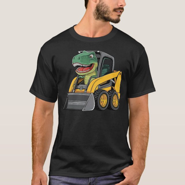 Camiseta Funny Dinosaur Construction Truck Excavator Kids B (Frente)