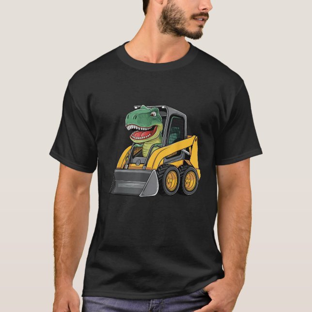 Camiseta Funny Dinosaur Construction Truck Excavator Kids B (Frente)