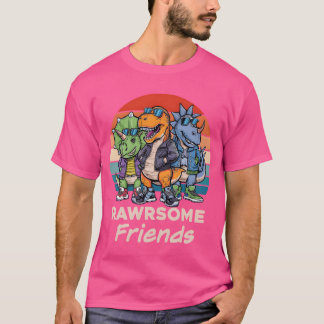 Camiseta Funny Dinosaur Rawrsome Friends 90s Vintage Sunset