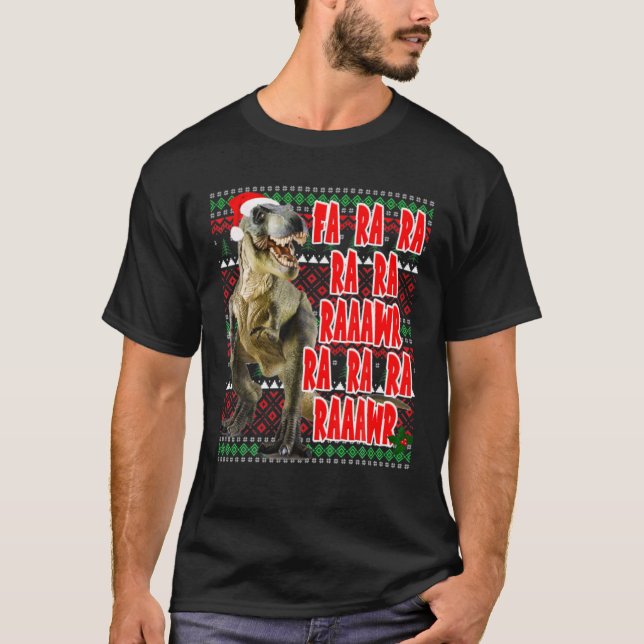 Camiseta Funny Dinosaur Rex Ugly Christmas Sweaters (Frente)