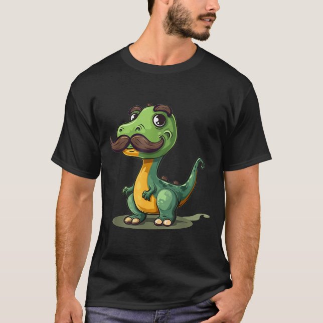 Camiseta Funny Dinosaur With Mustache Beard For Adults And  (Frente)