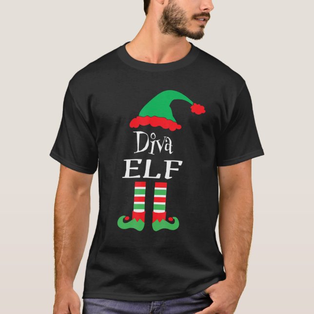 Camiseta Funny Diva Elf Family Matching Elves Hilarious (Frente)