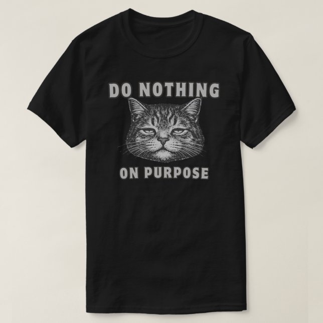 Camiseta Funny “Do Nothing” Lazy Cat Minimalist (Frente do Design)