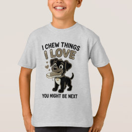 Camiseta Funny Dog Chew Warning Graphic