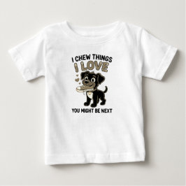 Camiseta Funny Dog Chew Warning Graphic