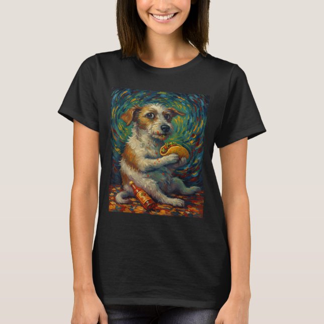 Camiseta Funny Dog Eating Taco Graphic Art Design  (Frente)