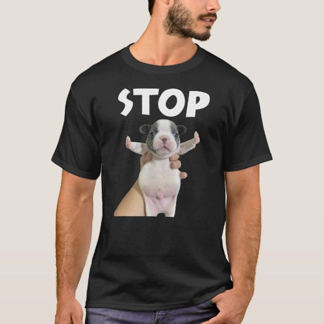 Camiseta Funny Dog Meme Shirt Mini Frenchie Cute Dog Stop M (Frente)