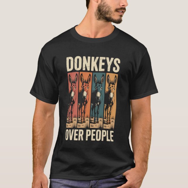 Camiseta Funny Donkeys Over People Donkey Lover (Frente)