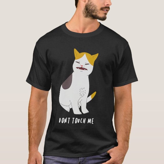 Camiseta Funny Don't Touch Me Cat Ew Human Ew People Introv (Frente)