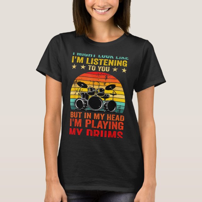 Camiseta Funny Drummer Men Women Drumline Drumming Musical  (Frente)