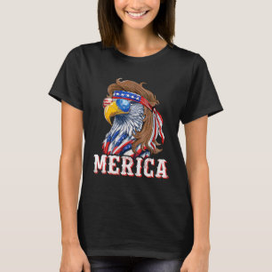 Camiseta Funny Eagle Mullet 4 De Julho Norte-Americano Flag