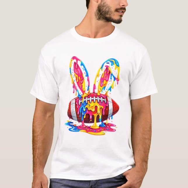 Camiseta Funny Easter Football Bunny Ears Paint Drip Graphi (Frente)